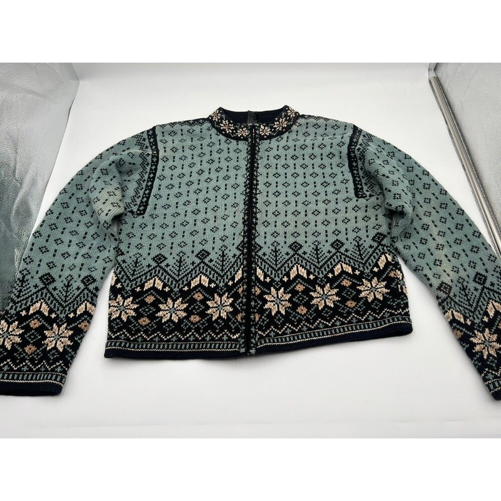 Nomadic Traders Full Zip Ramie Cotton Snowflake Cardigan Sweater Grannycore M